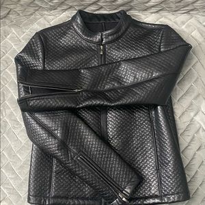 Black leather jacket, Armani Collezioni, size 4